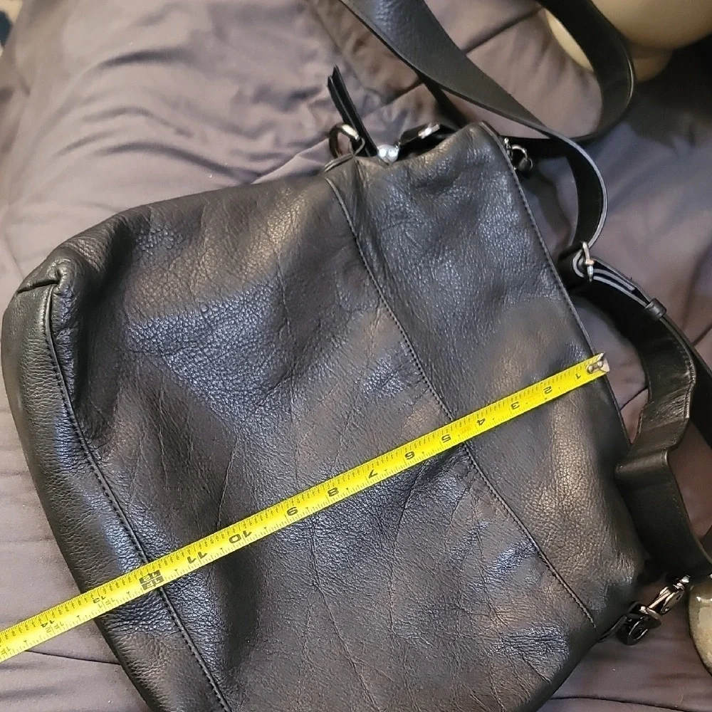 Margot Black Pebbled Leather Crossbody Bag Adjustable Strap Gunmetal Hardware